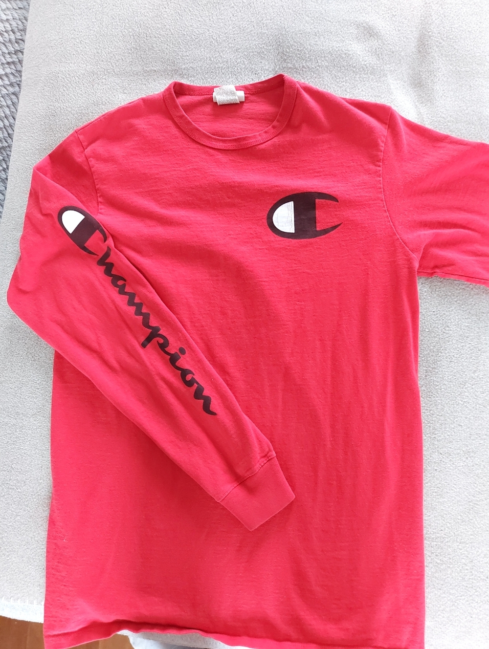 Champion Red Long Sleeve Logo Shirt